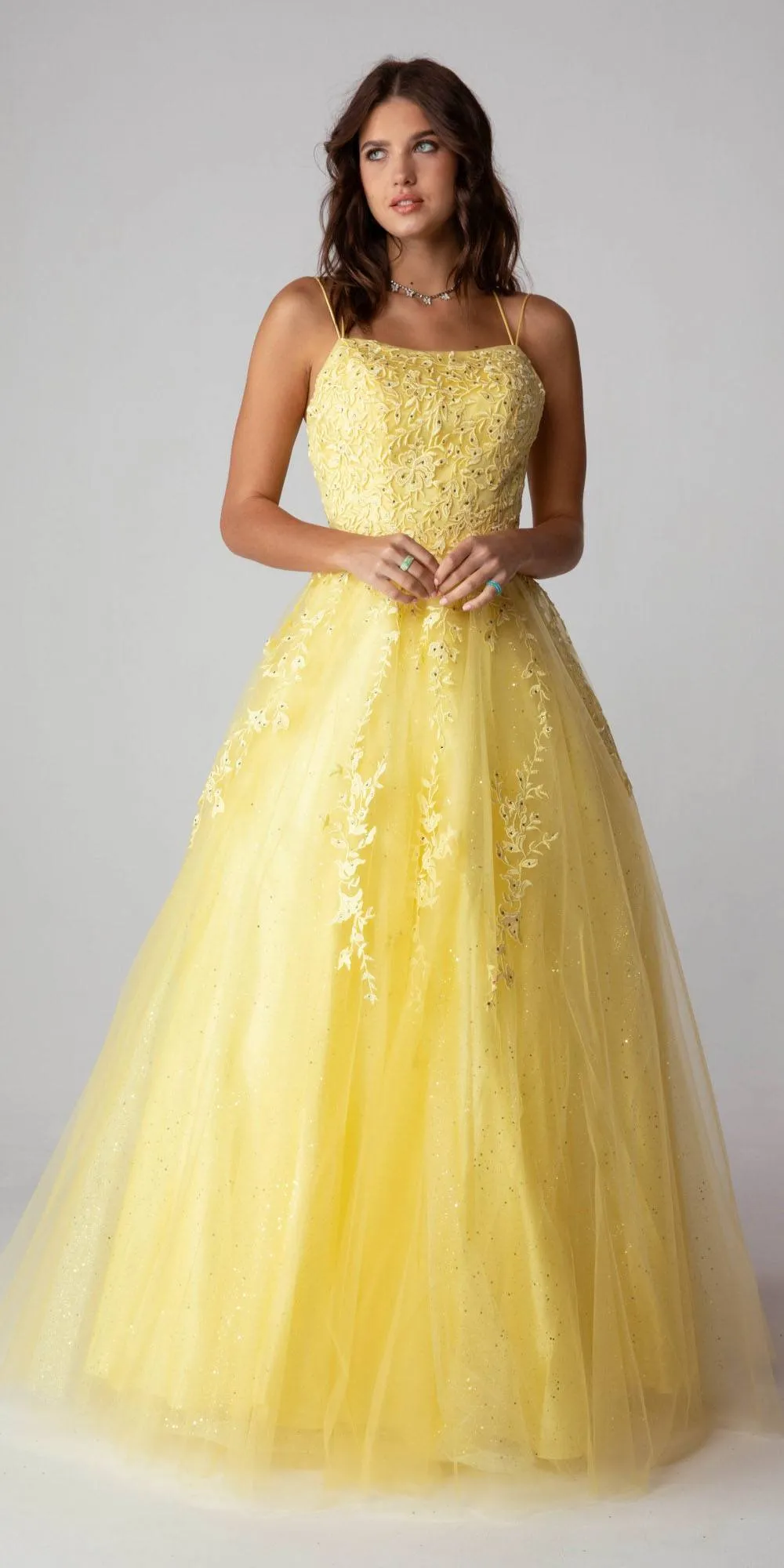 Eureka 9757 Lace Embroidery Glitter Ball Gown Lace-Up Back
