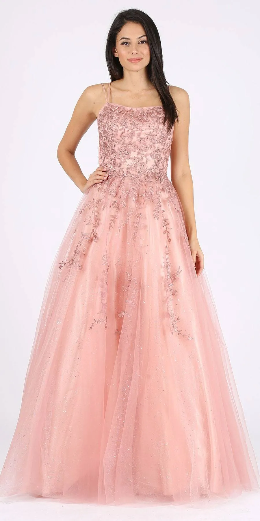 Eureka 9757 Lace Embroidery Glitter Ball Gown Lace-Up Back
