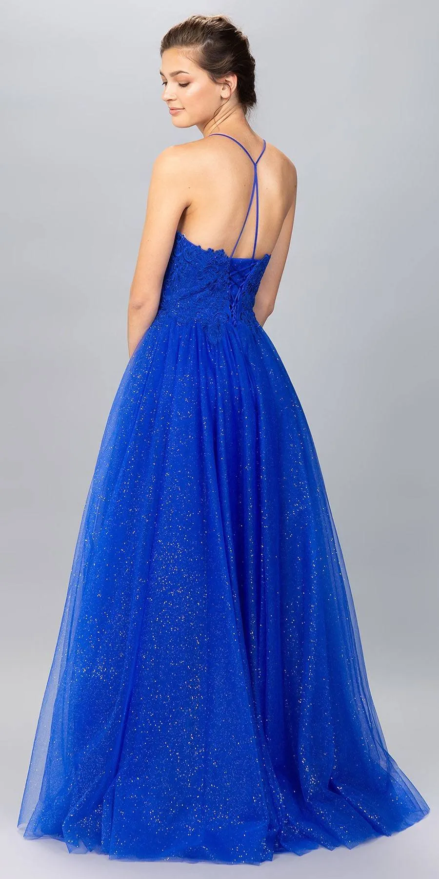 Eureka 9901 Floor Length V-Neck Glitter Long Prom Dress
