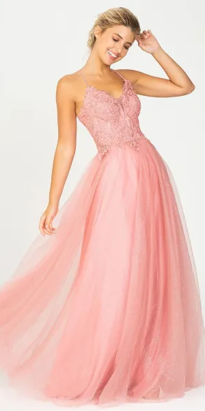 Eureka 9901 Floor Length V-Neck Glitter Long Prom Dress