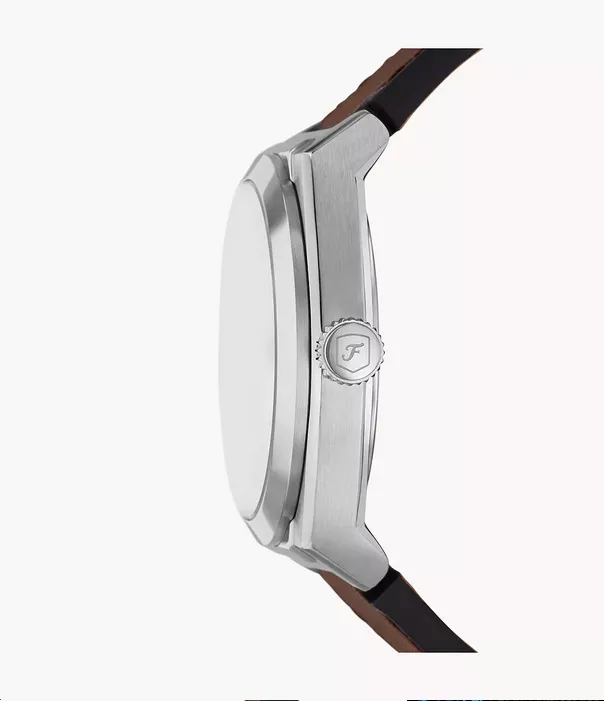 Everett Three-Hand Date Brown Leather Watch FS6071