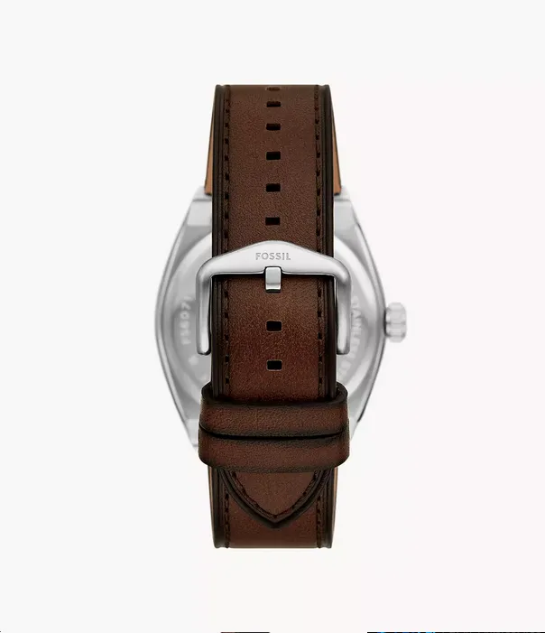 Everett Three-Hand Date Brown Leather Watch FS6071