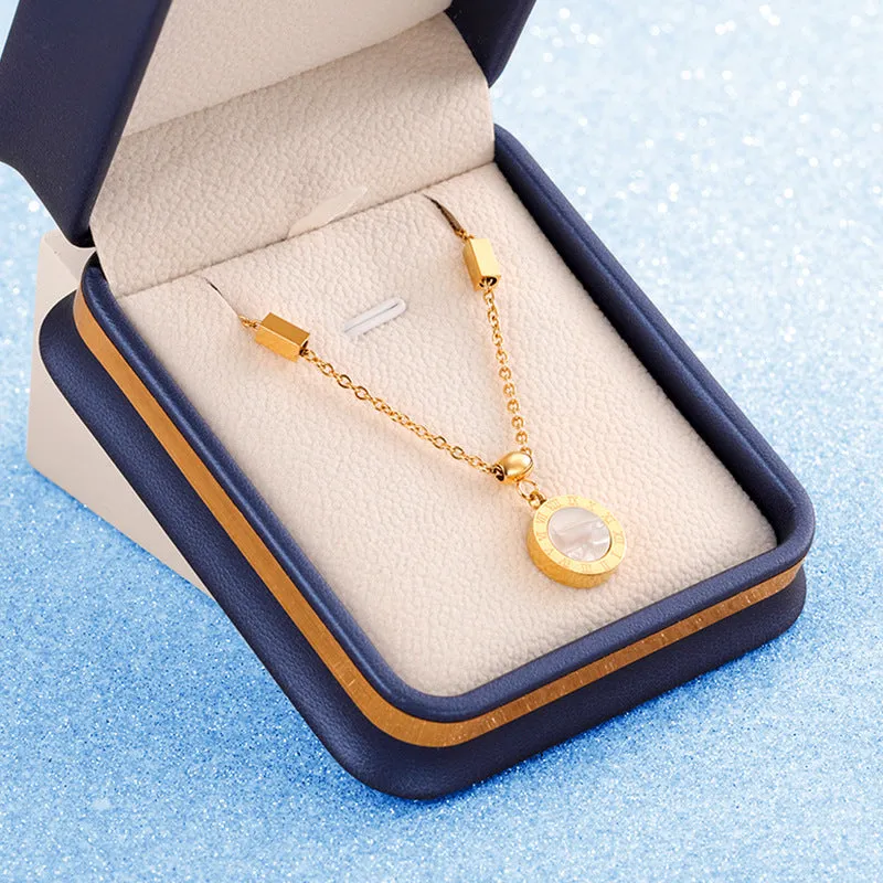 Exquisite 18K Gold-Plated Roman Numeral Timeless Elegance Necklace for Women