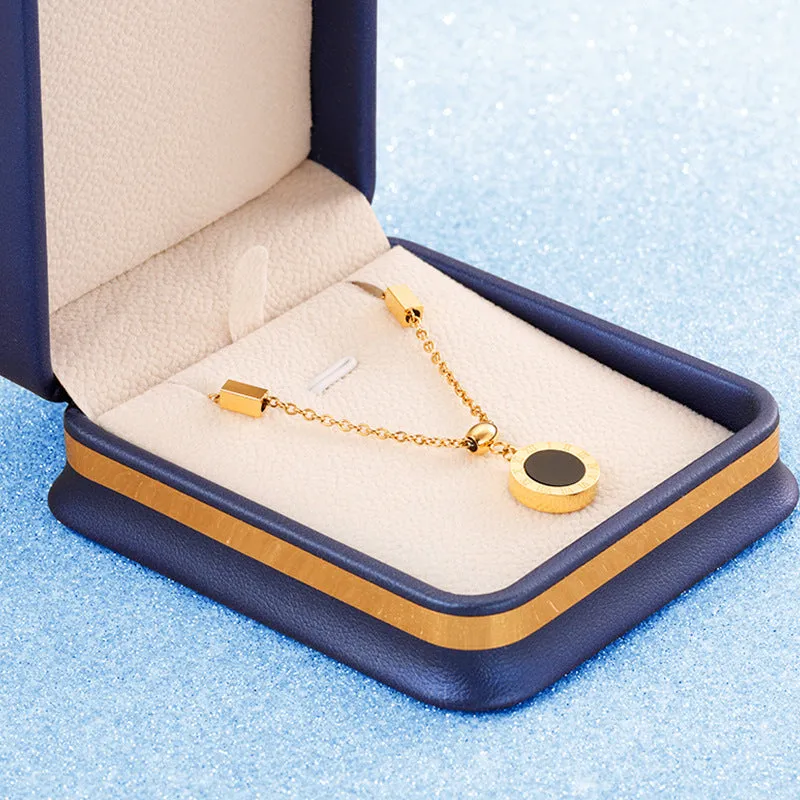 Exquisite 18K Gold-Plated Roman Numeral Timeless Elegance Necklace for Women