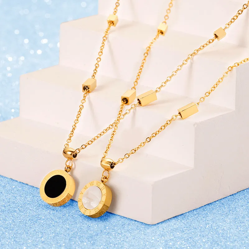 Exquisite 18K Gold-Plated Roman Numeral Timeless Elegance Necklace for Women
