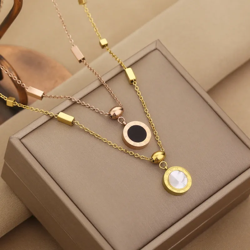 Exquisite 18K Gold-Plated Roman Numeral Timeless Elegance Necklace for Women