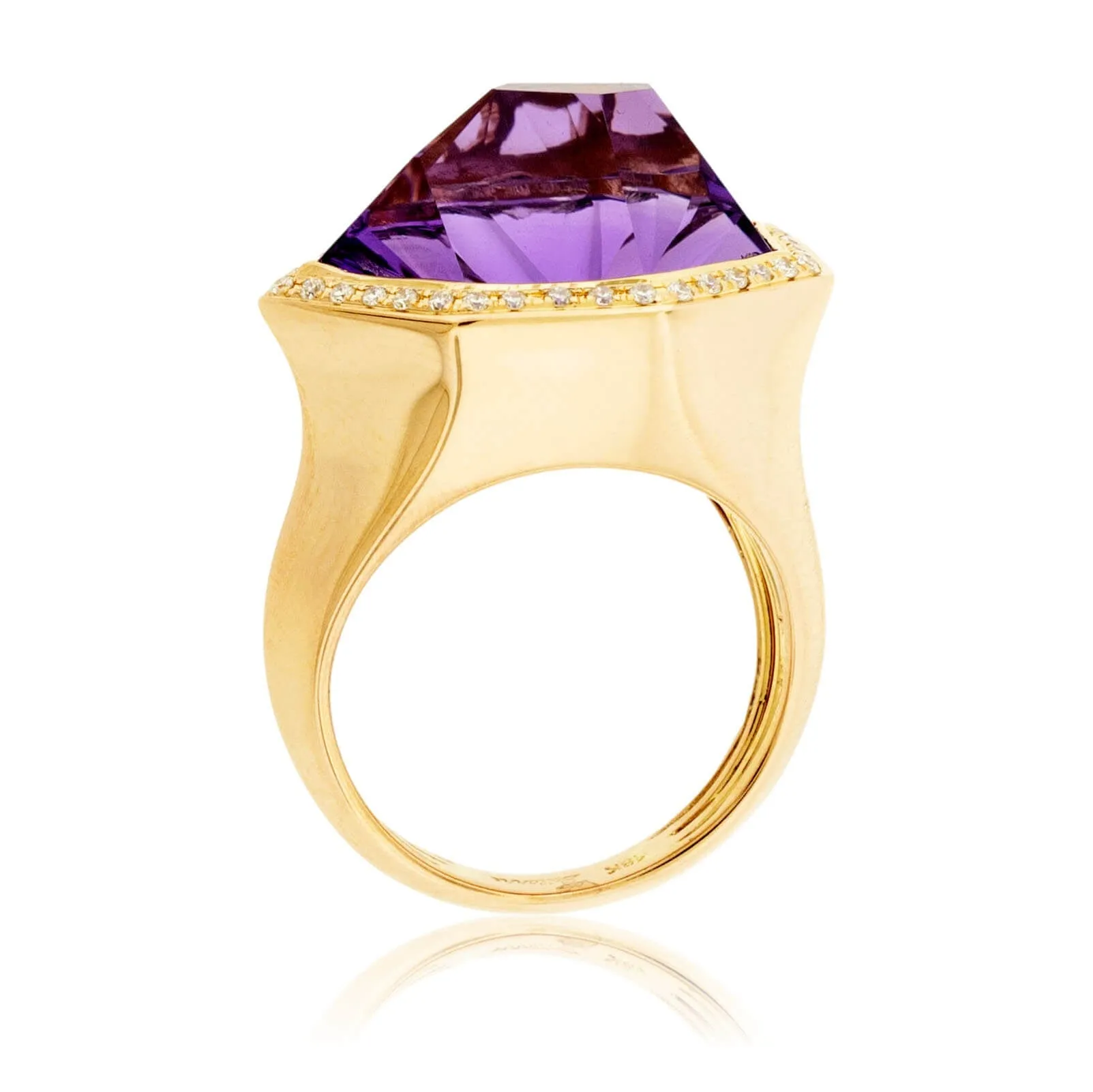 Fancy Cut Amethyst and Diamond Halo Ring
