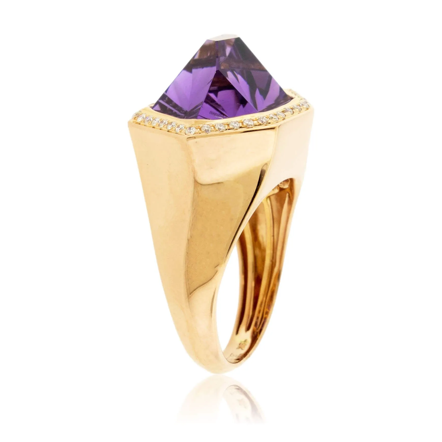 Fancy Cut Amethyst and Diamond Halo Ring