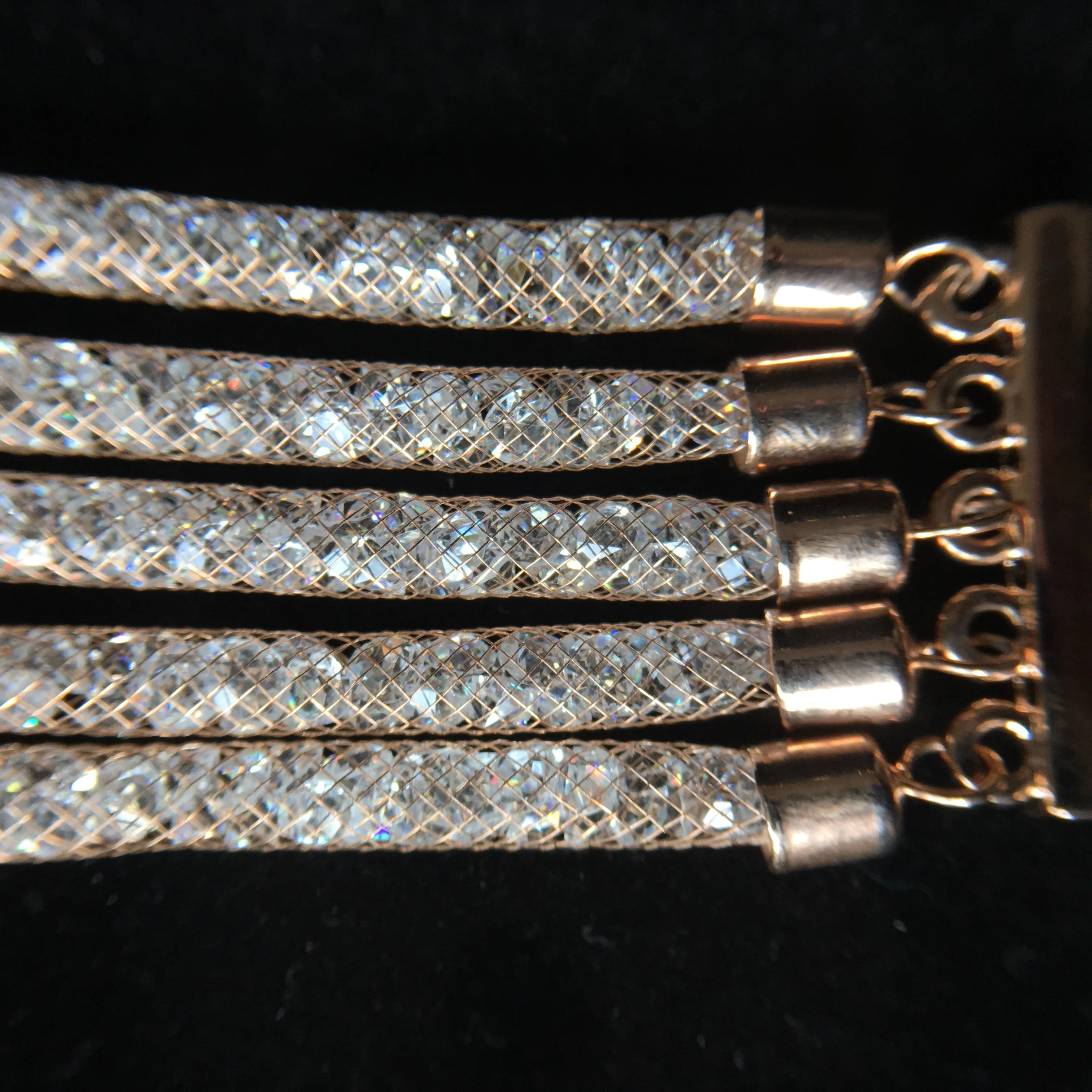 Five Strand Mesh Wrap Bracelet - 18K Rose Gold Plated