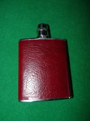 Flask Stainless Steel Leather Wrapped Vintage