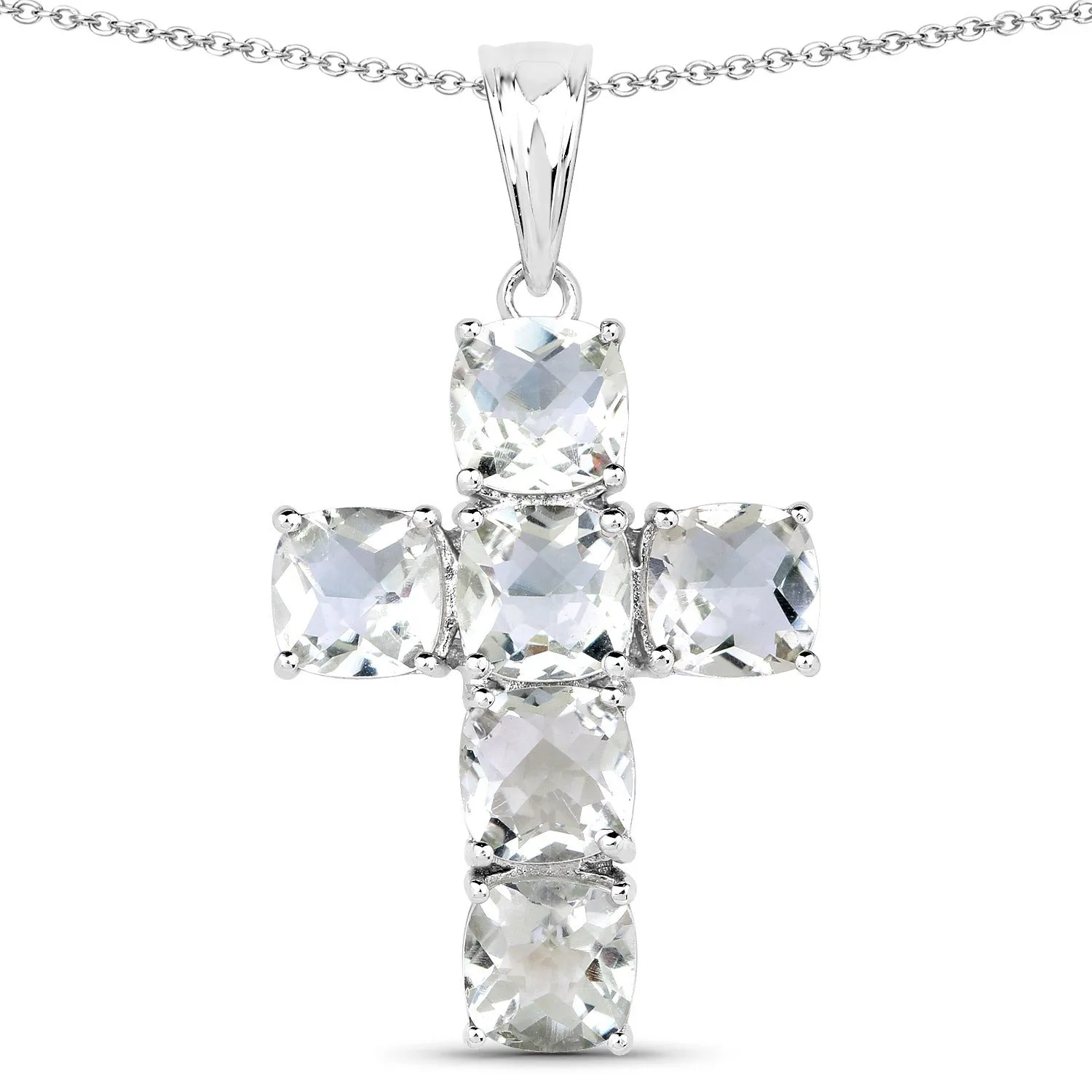 Genuine Green Amethyst Cross Pendant