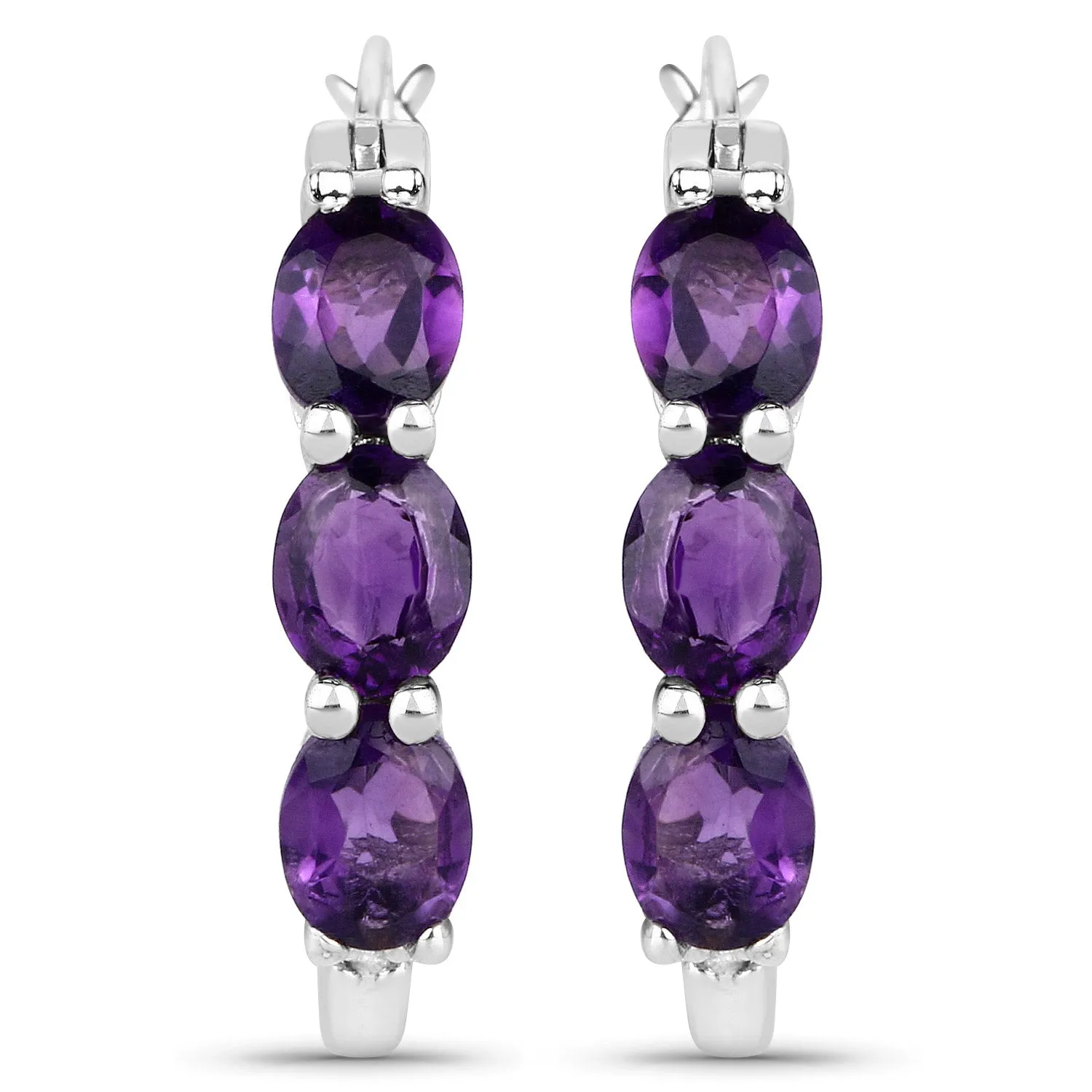 Genuine Purple Amethyst and Diamond Earrings
