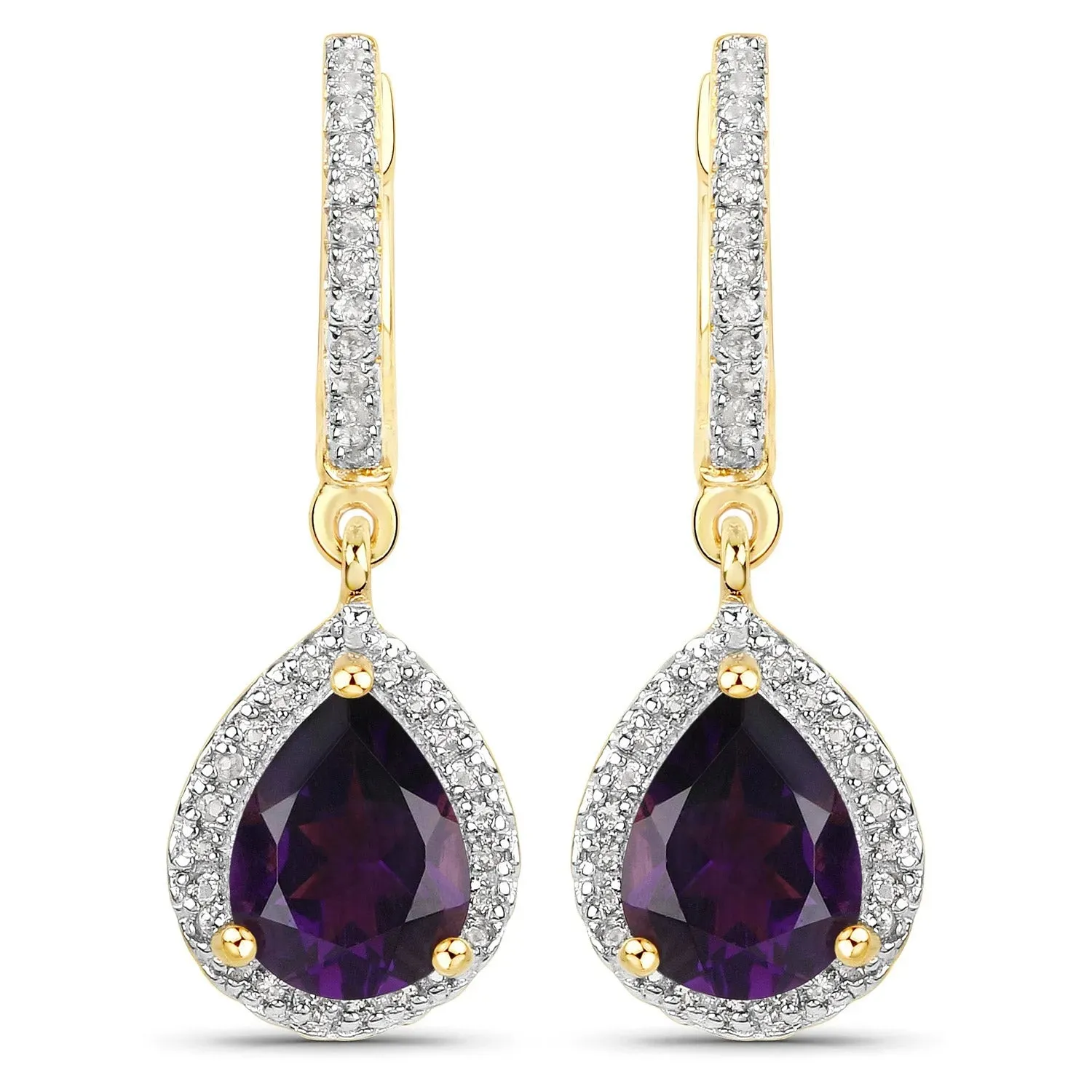 Genuine Purple Amethyst Dangle Earrings