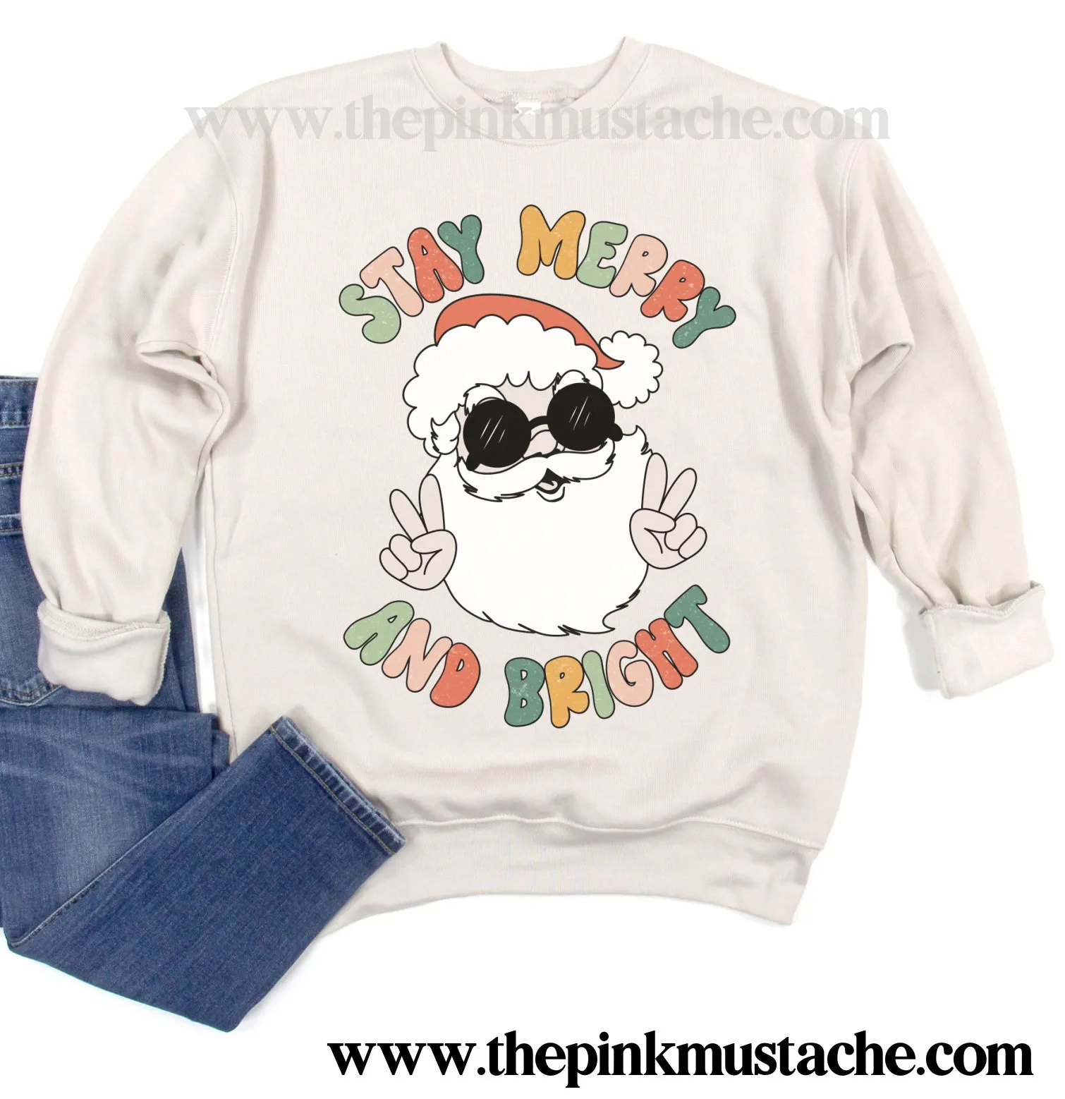 Gildan or Bella Canvas Hippie Santa - Stay Merry and Bright Christmas - Youth and Adult Sizes