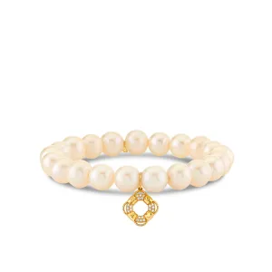 Gold & Diamond Icon Lifesaver on Pearls