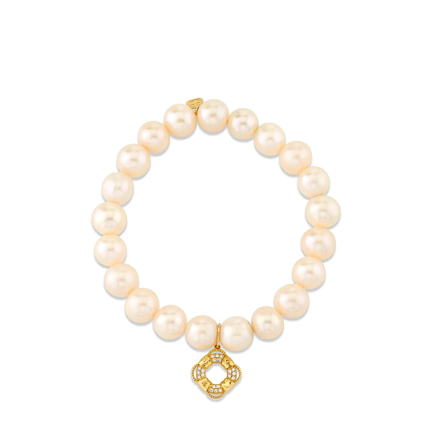 Gold & Diamond Icon Lifesaver on Pearls
