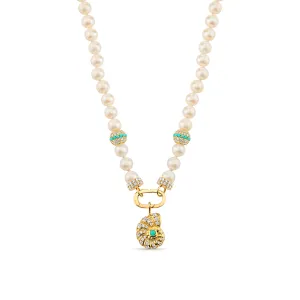 Gold & Diamond Nautilus Shell Pearl Necklace