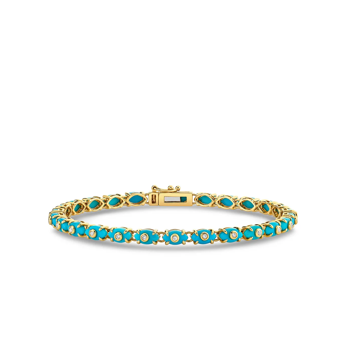 Gold & Diamond Tiny Carved Stone Eternity Bracelet