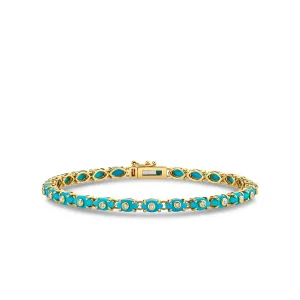 Gold & Diamond Tiny Carved Stone Eternity Bracelet