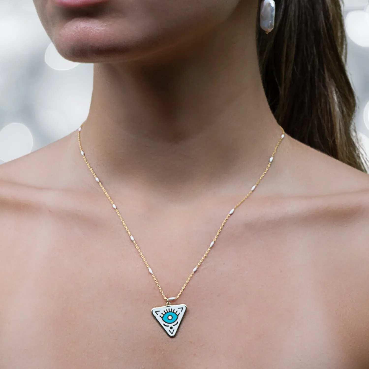 Gold Plated Turquoise Evil Eye Chakra Necklace