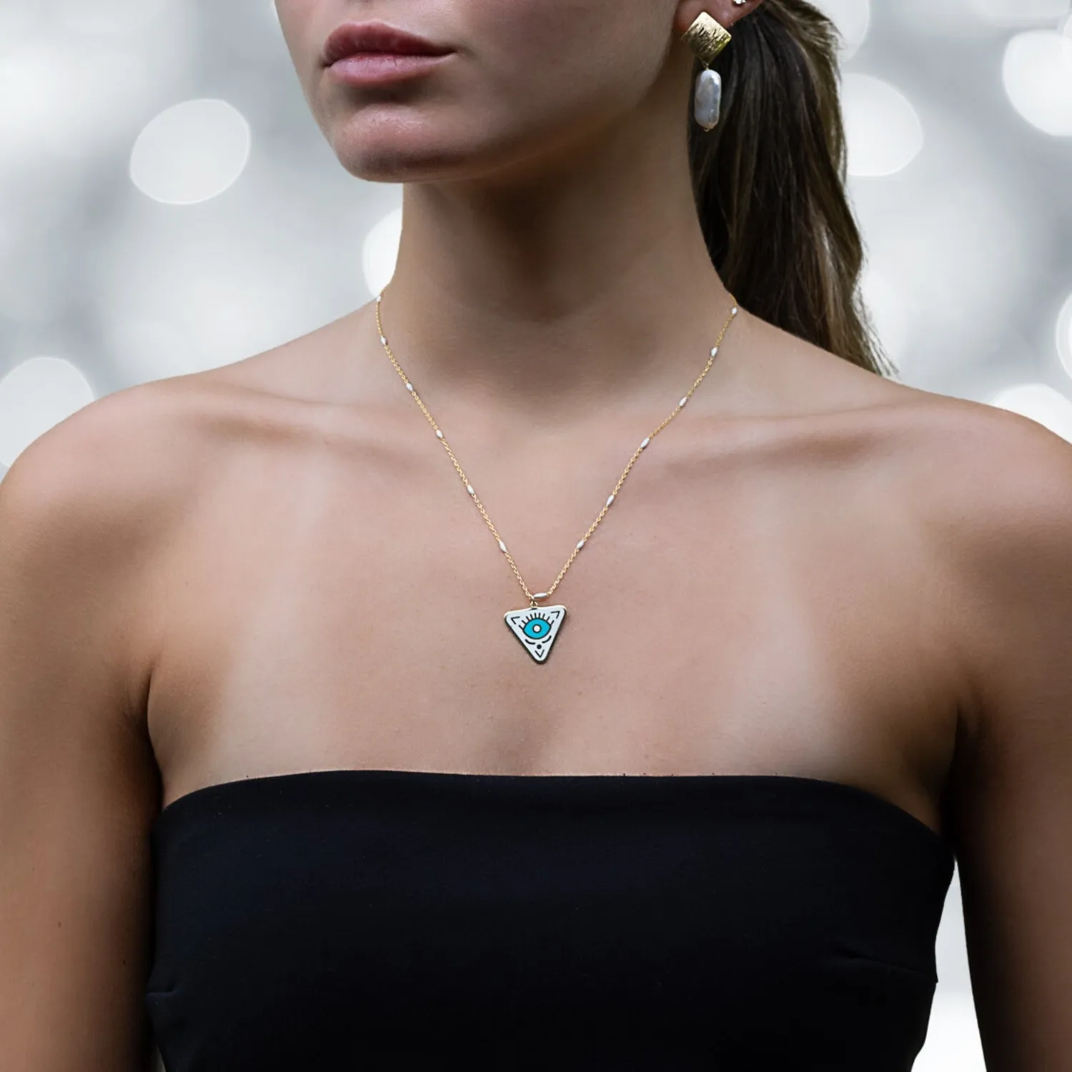 Gold Plated Turquoise Evil Eye Chakra Necklace
