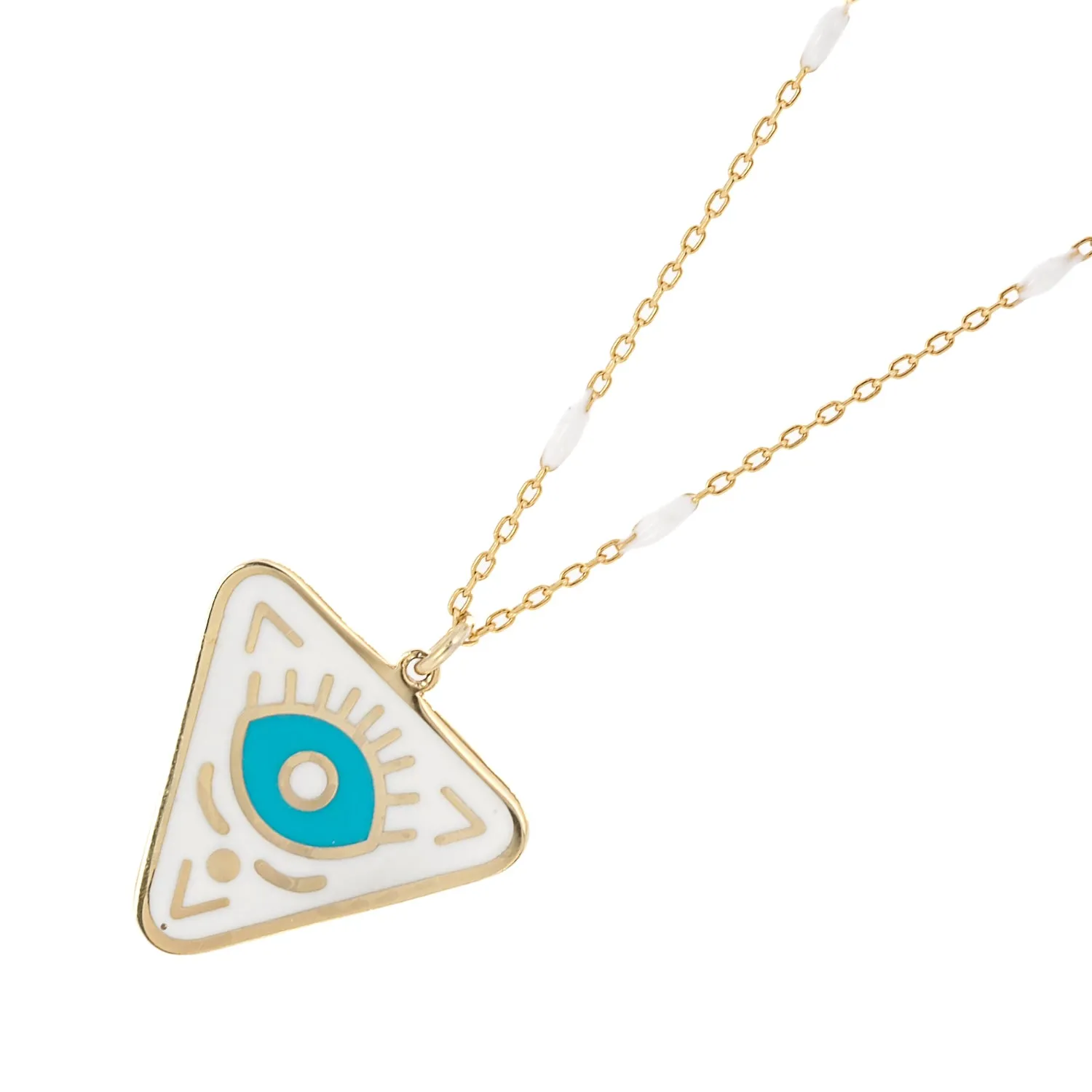 Gold Plated Turquoise Evil Eye Chakra Necklace
