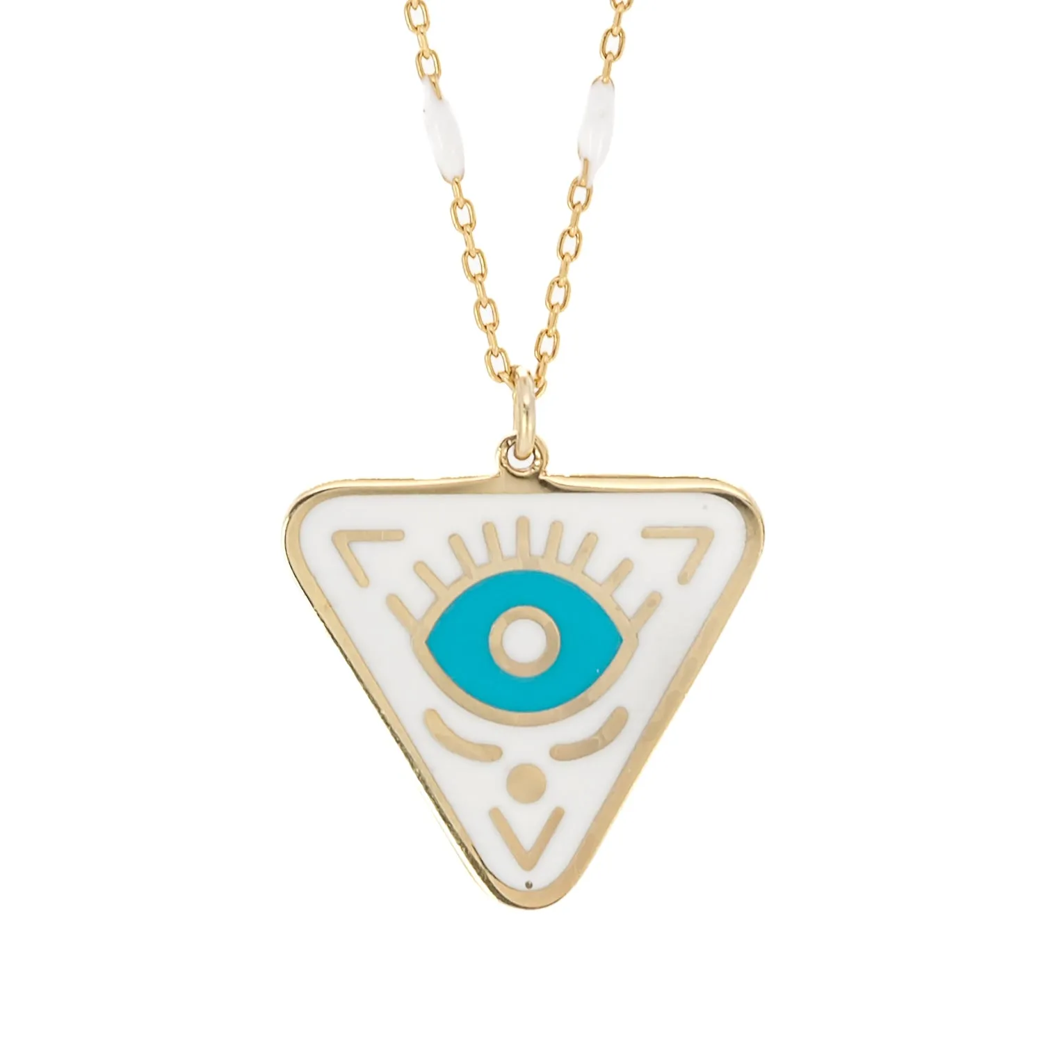 Gold Plated Turquoise Evil Eye Chakra Necklace