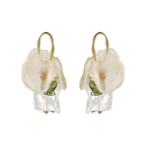 Green Acrylic & Pearl Resin 18K Gold-Plated Leaf Drop Earrings