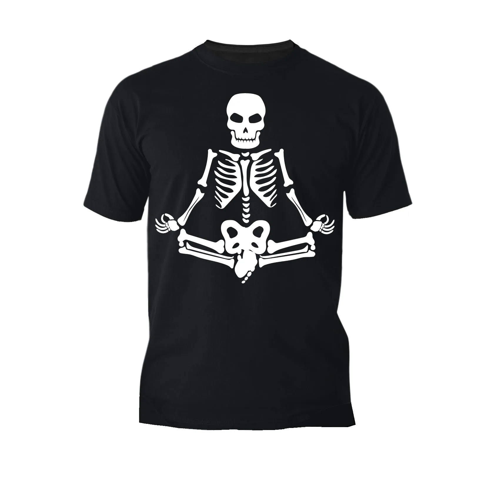 Halloween Day Of The Dead Namaste Lotus Skeleton Stencil Official Men's T-shirt