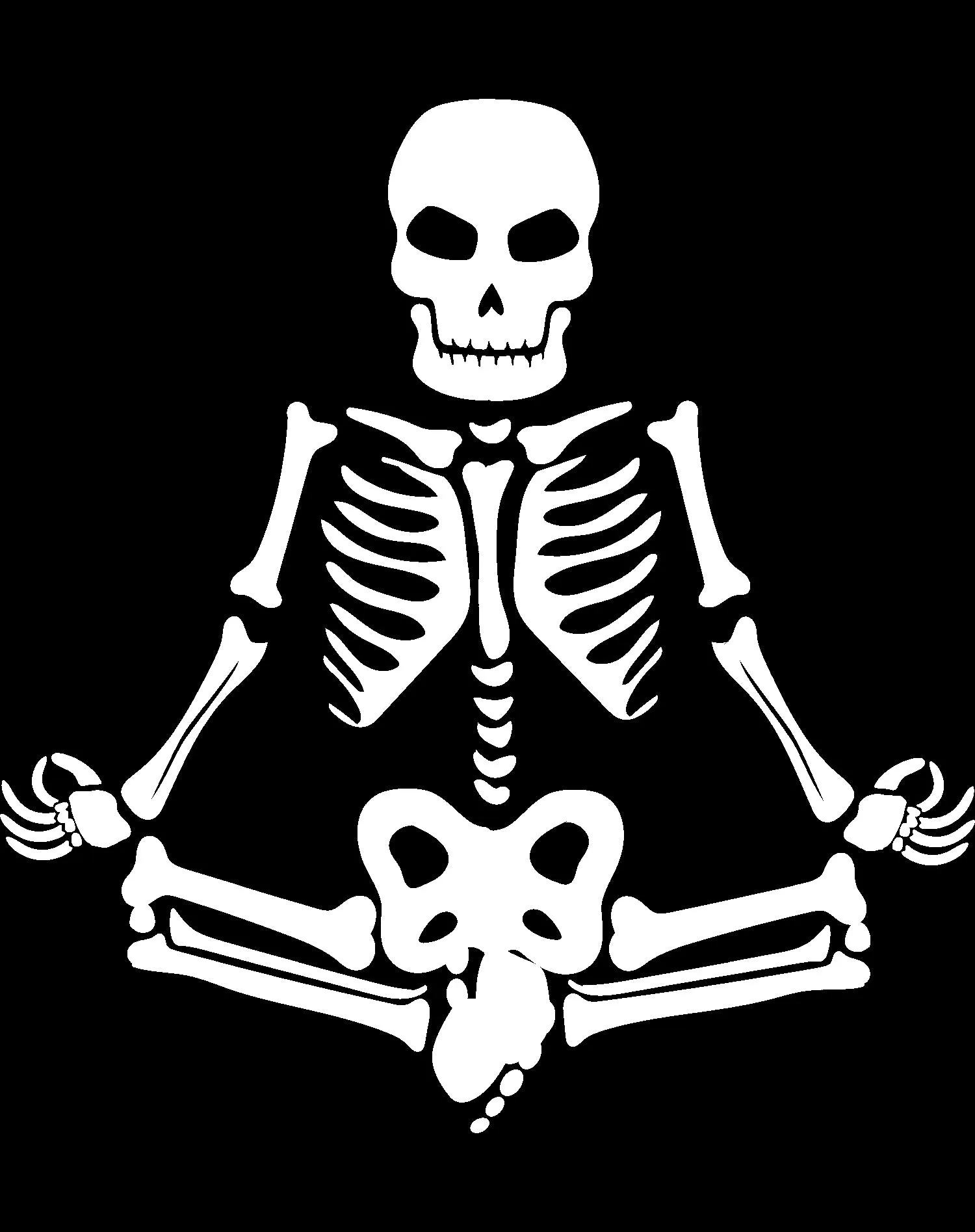 Halloween Day Of The Dead Namaste Lotus Skeleton Stencil Official Youth T-shirt