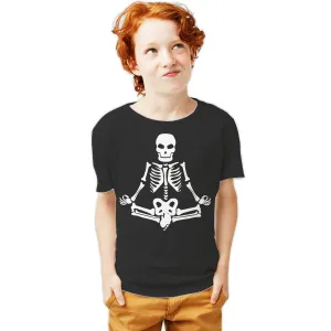 Halloween Day Of The Dead Namaste Lotus Skeleton Stencil Official Youth T-shirt