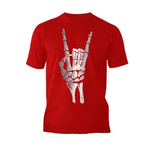 Halloween Day Of The Dead Occult Metal Horns Sign Skeleton Official Men's T-shirt