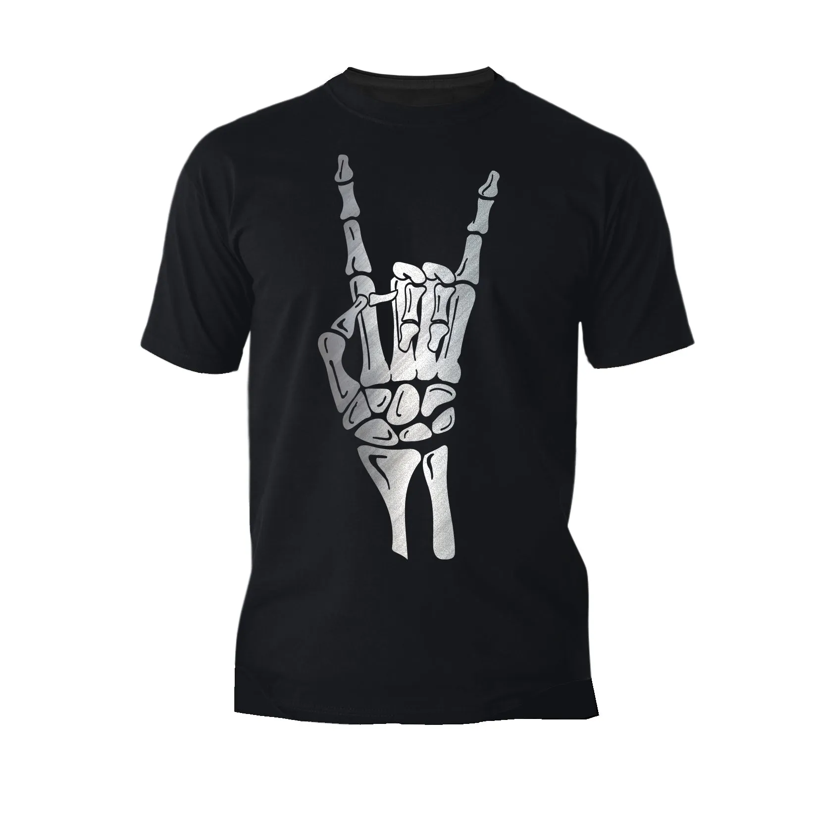 Halloween Day Of The Dead Occult Metal Horns Sign Skeleton Official Men's T-shirt