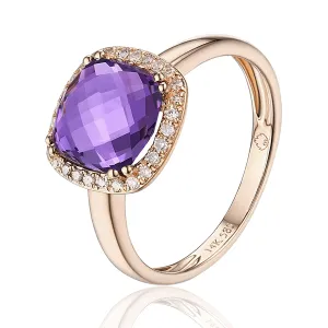Halo Cushion Cut Amethyst Ring