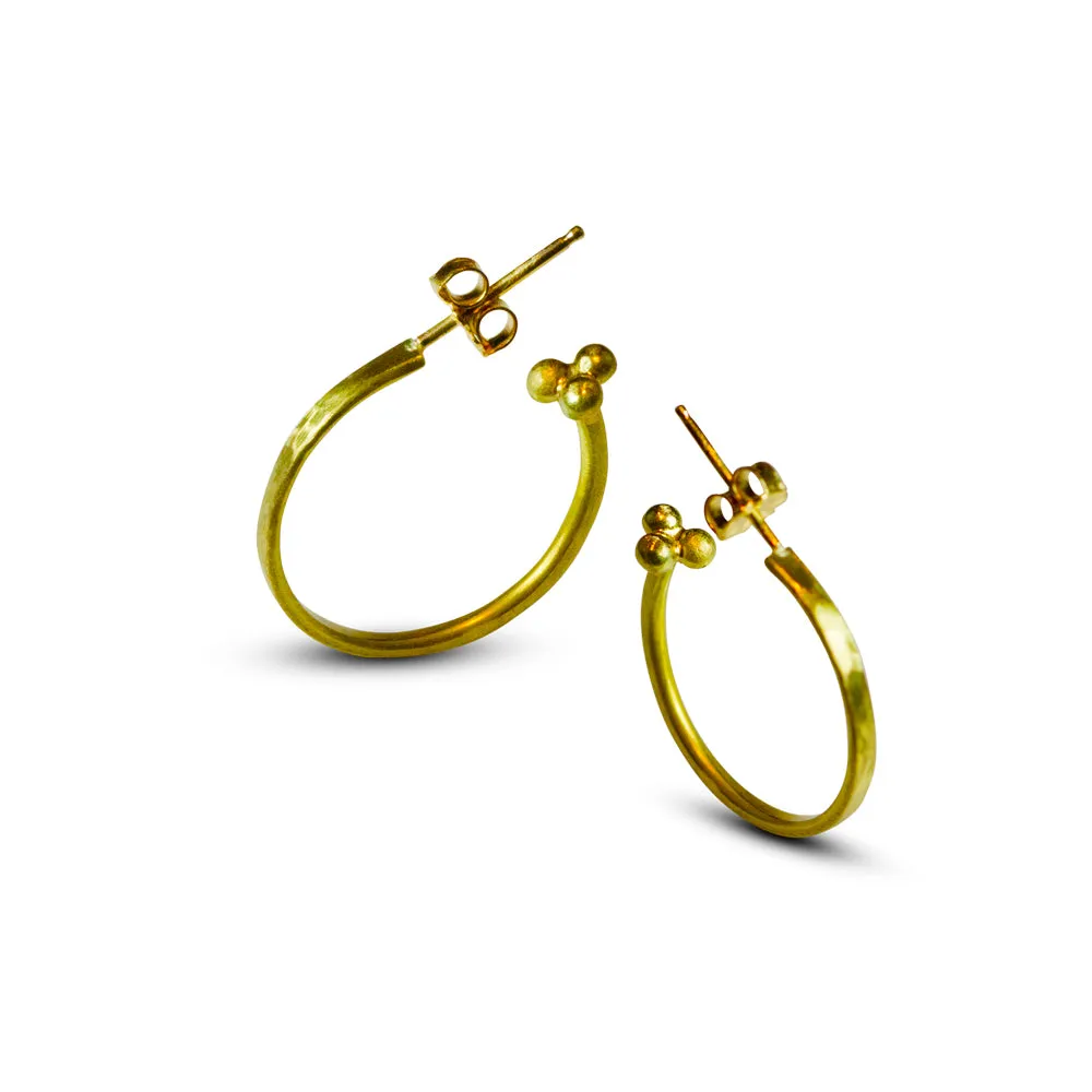 Hammered Roman 22 Karat Gold Hoops