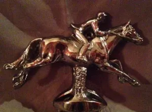 Hood Ornament Chrome Mounted Fox Hunter