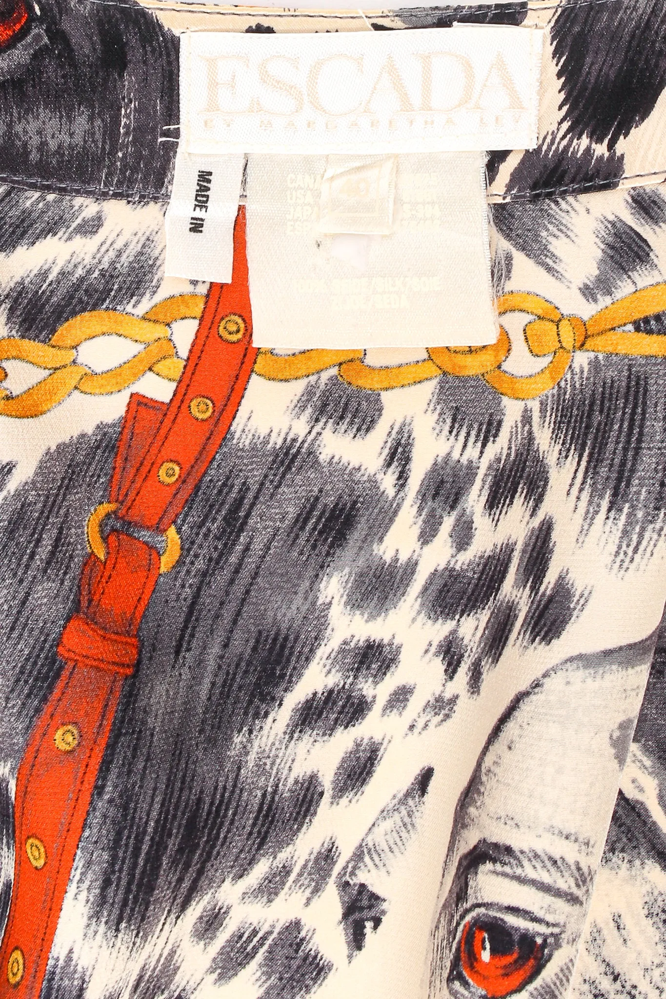 Hound Dog Bridle Print Silk Blouse