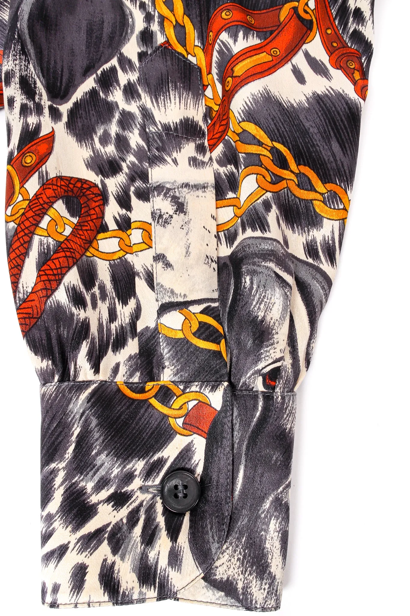 Hound Dog Bridle Print Silk Blouse