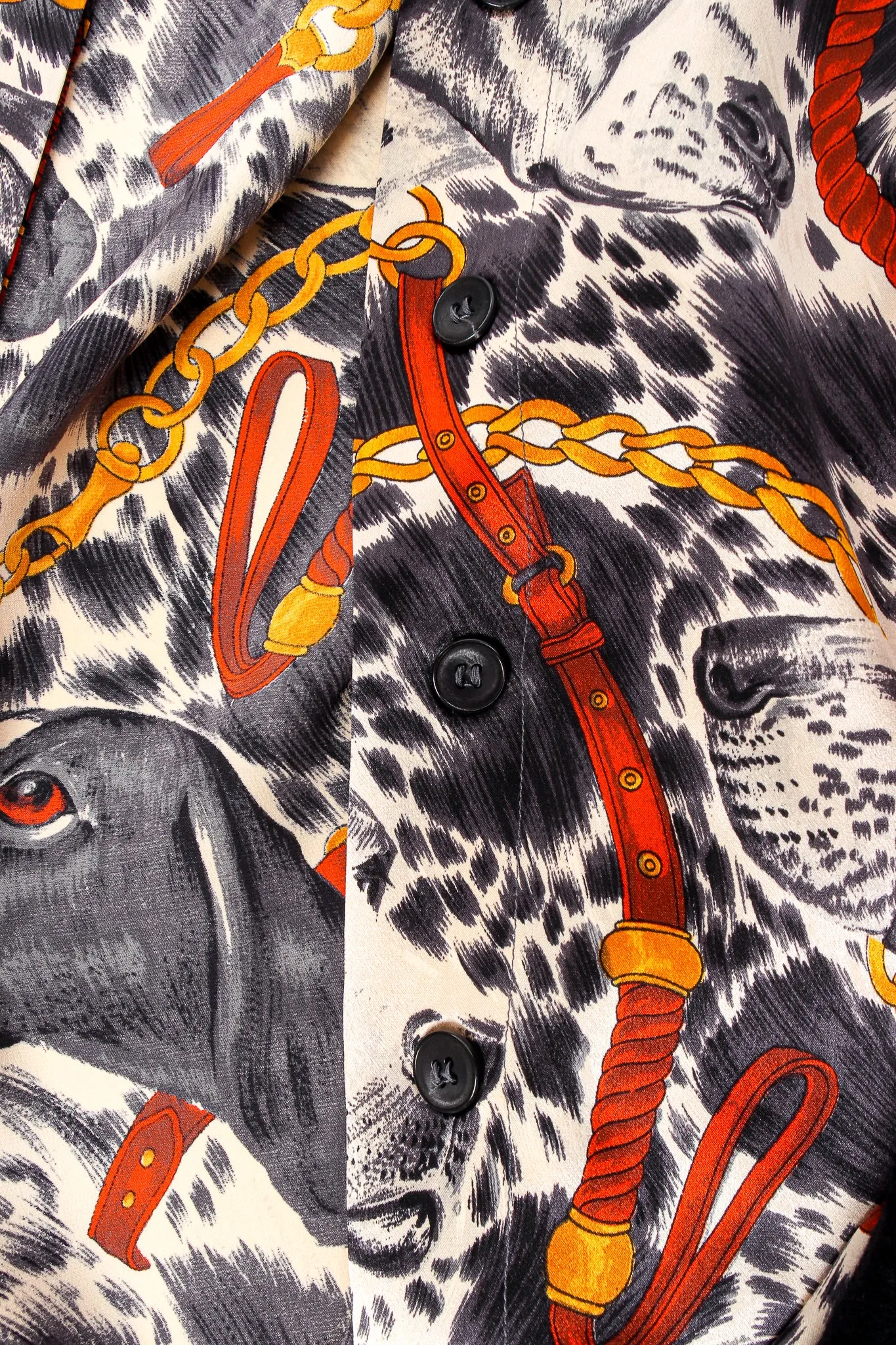 Hound Dog Bridle Print Silk Blouse