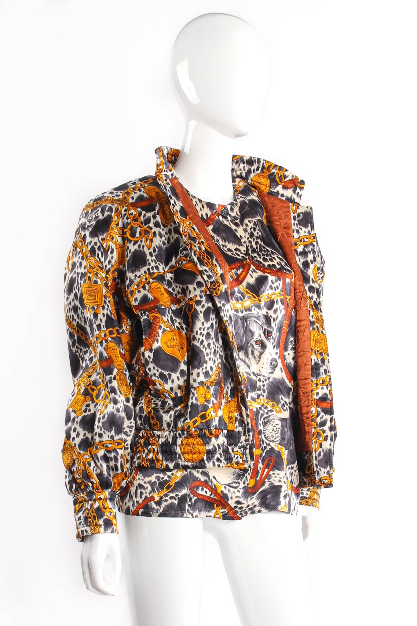 Hound Dog Bridle Print Silk Blouse