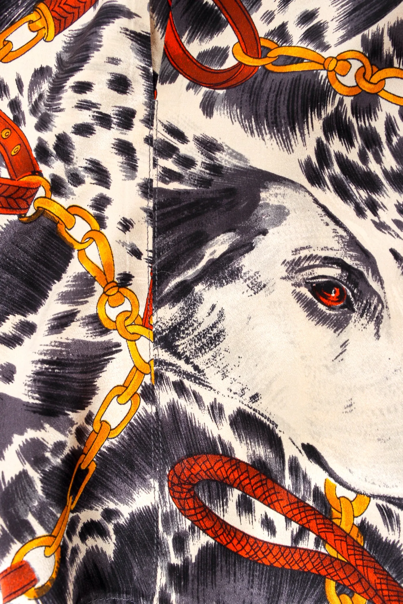 Hound Dog Bridle Print Silk Blouse
