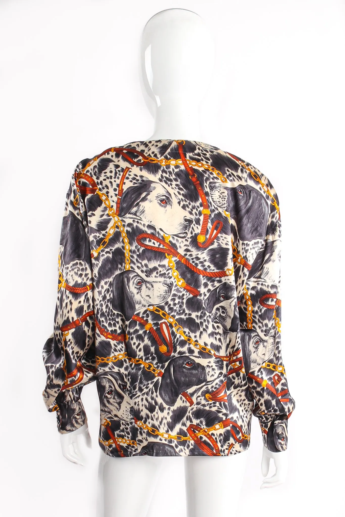 Hound Dog Bridle Print Silk Blouse
