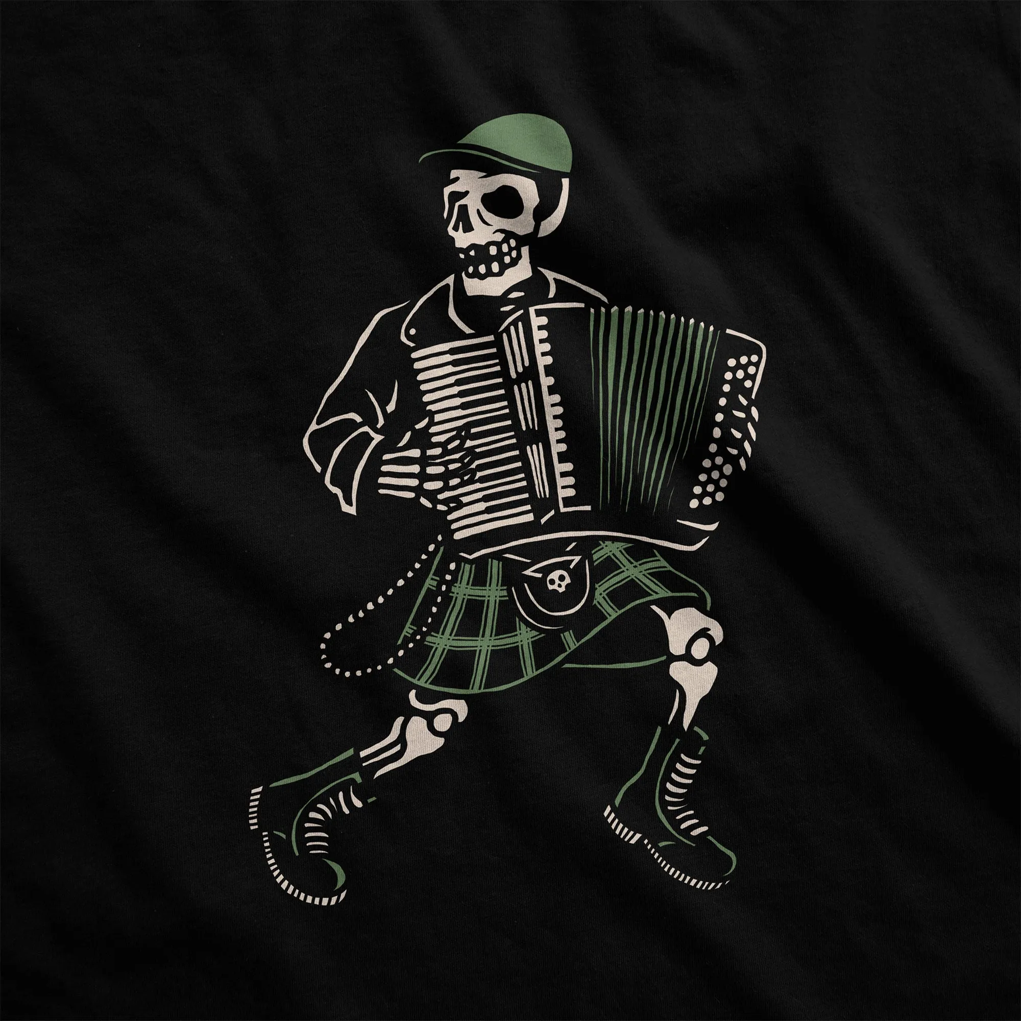 Irish Skeleton with Accordion - Adult Unisex Jersey Crew Tee
