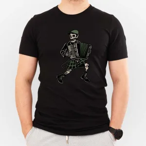 Irish Skeleton with Accordion - Adult Unisex Jersey Crew Tee