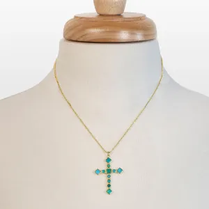Keepsake - Turquoise and 14K Gold vermeil Cross Charm Necklace