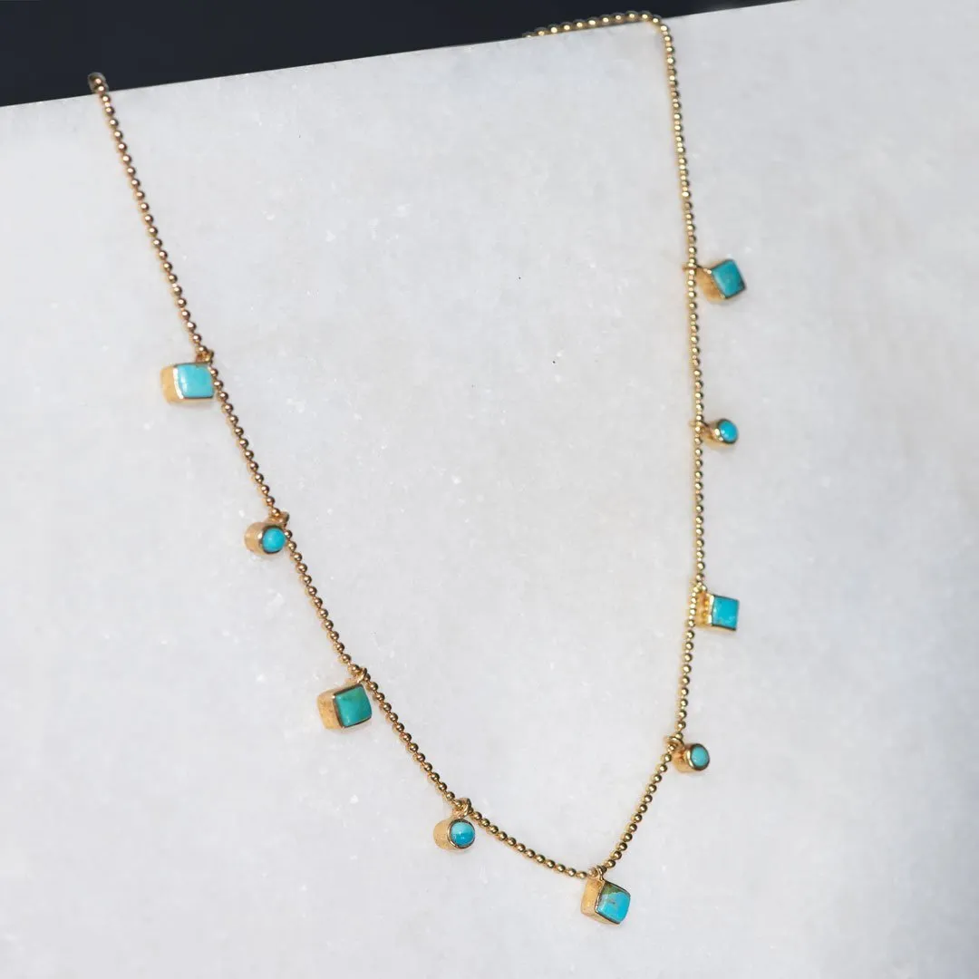 Keepsake - Turquoise and 14K Gold vermeil Cross Charm Necklace