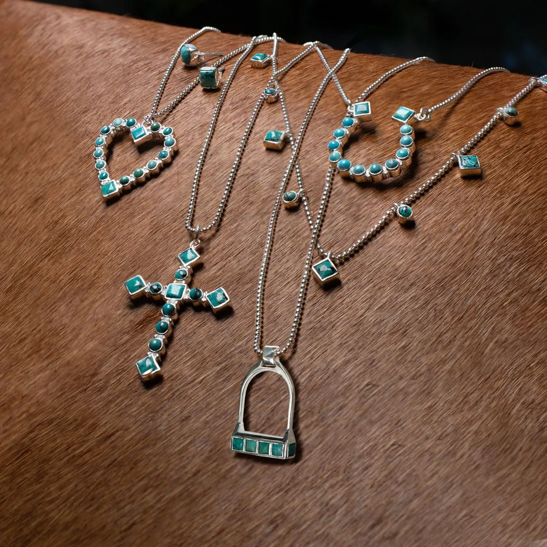 Keepsake - Turquoise and 14K Gold vermeil Cross Charm Necklace