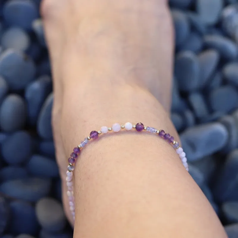 Kunzite & Amethyst Luxury Anklet