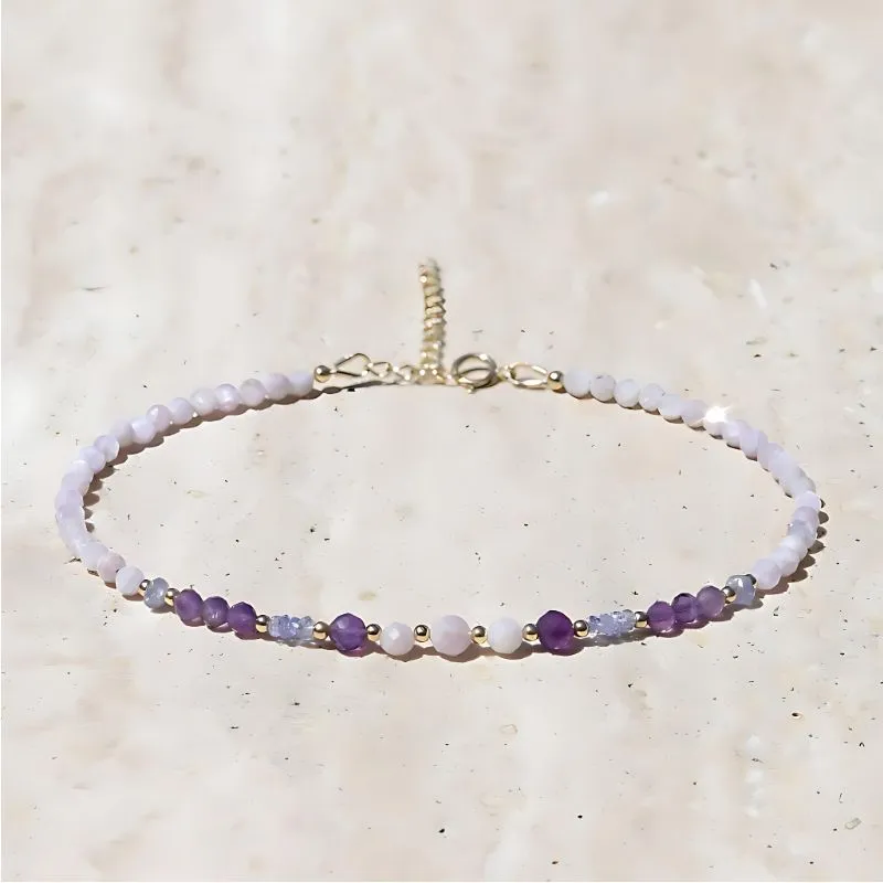 Kunzite & Amethyst Luxury Anklet