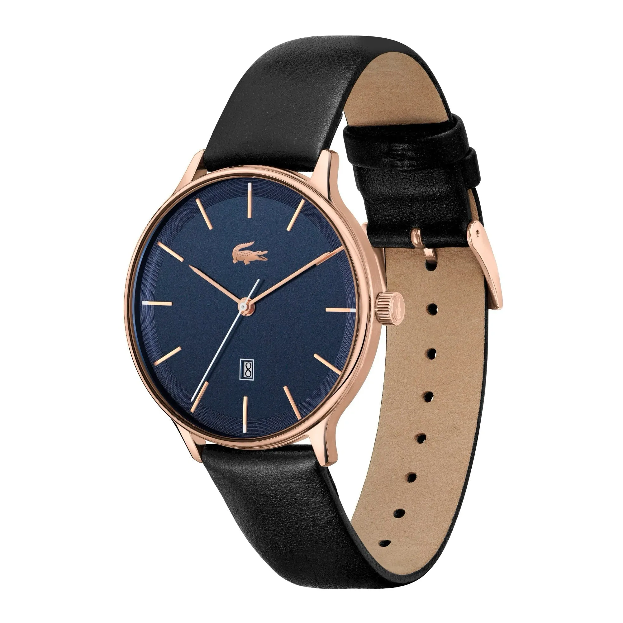 Lacoste Club Men's Navy Date Dial Watch Black Leather Strap